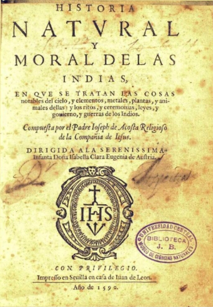 Acosta J. de, Historia natural y moral de las Indias, Biblioteca Digital de Real Jardín Botánico